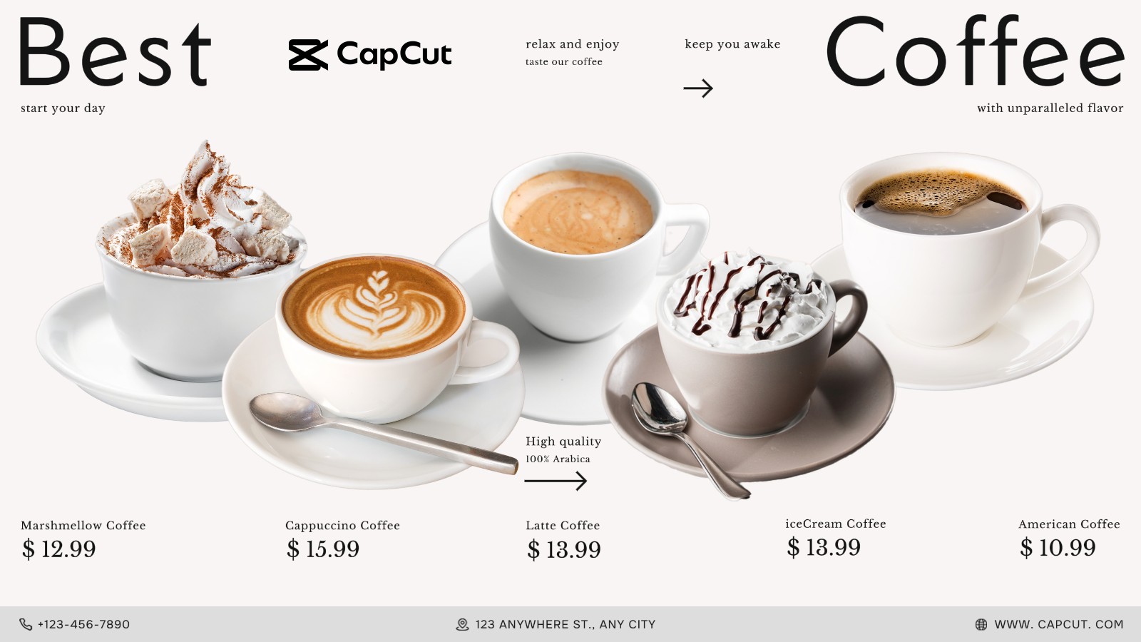 Menu de café alimentaire minimaliste