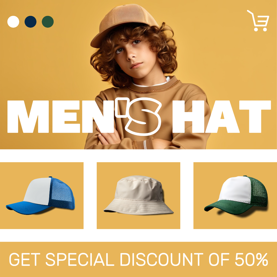 E-commerce Hero Image Clothing and Shoes Men's Hat Instagram Post Minimalist