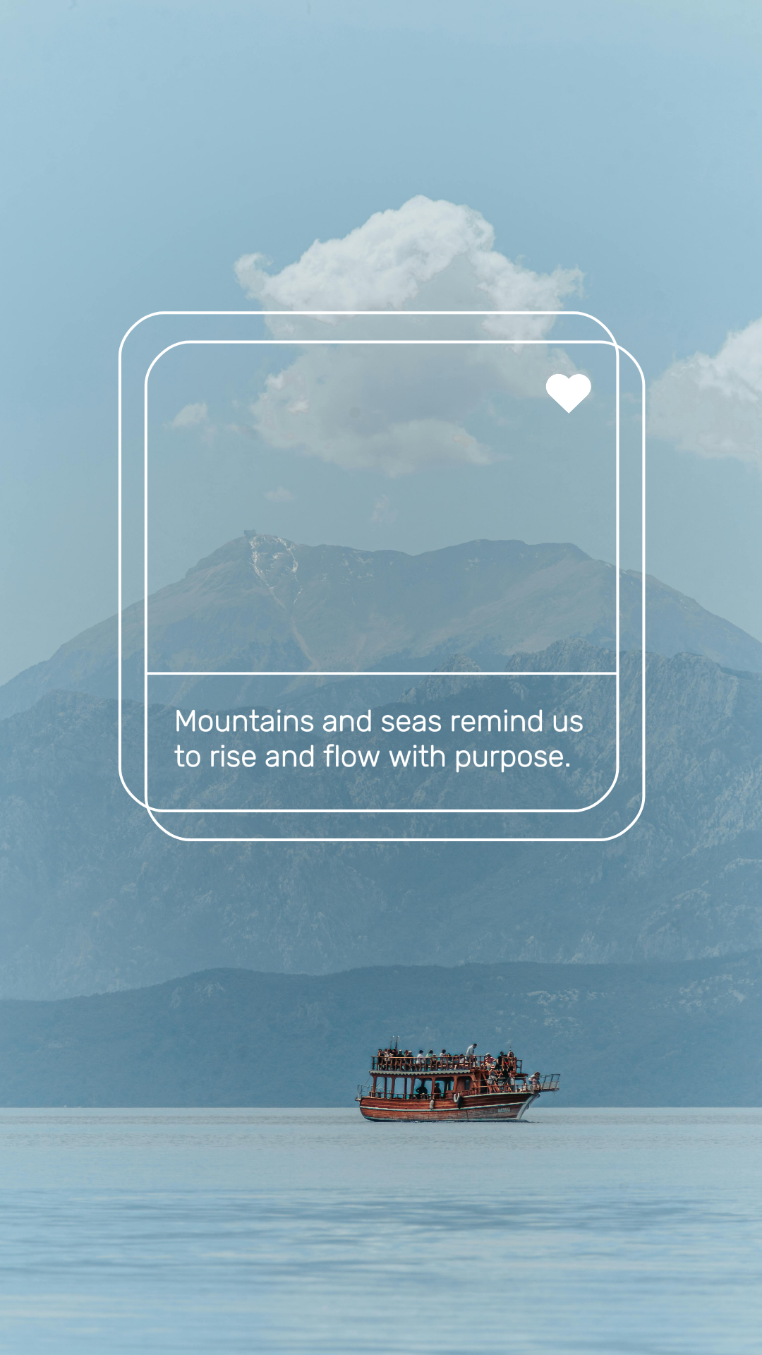 Papel de parede Pôster criativo Cenário Montanha e Mar com mensagem pop-up