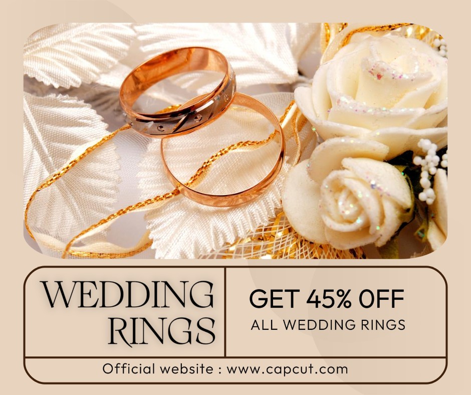 Gold SImple Wedding Rings Facebook Post | Redação Publicitária