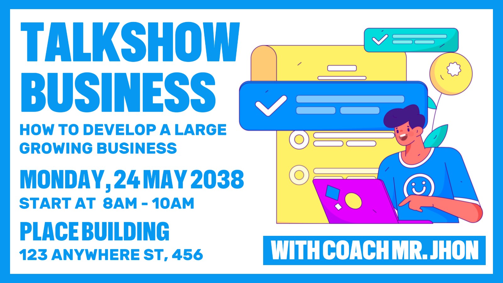 Business Talkshow Growing Business Event Twitter Post Blue Flat