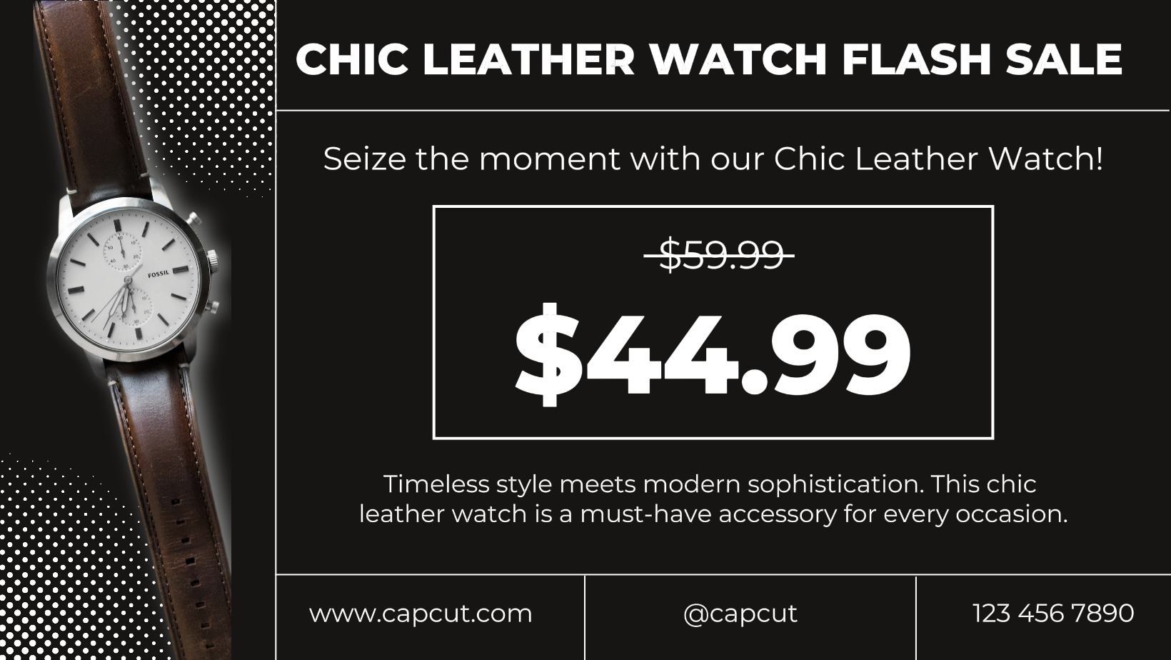 Watch Flash Sale Facebook Cover Black and White