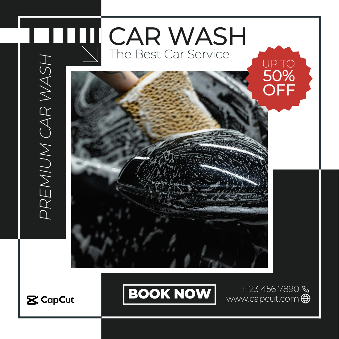 Beste Autowäsche Instagram Post Schwarz Minimalistisch