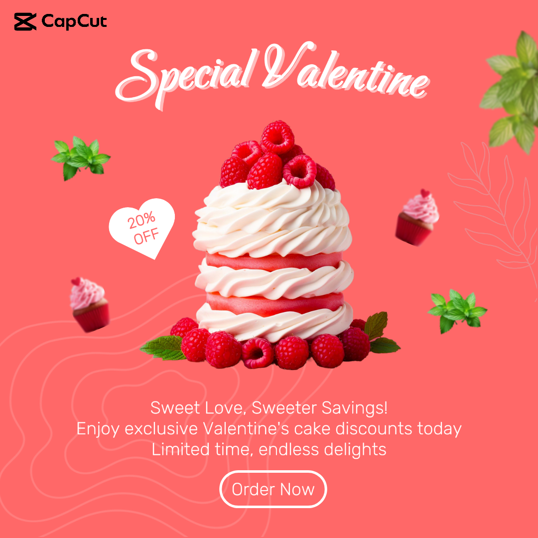 Food & Baverage Valentine's special cake promotion instagram post pink minimalist