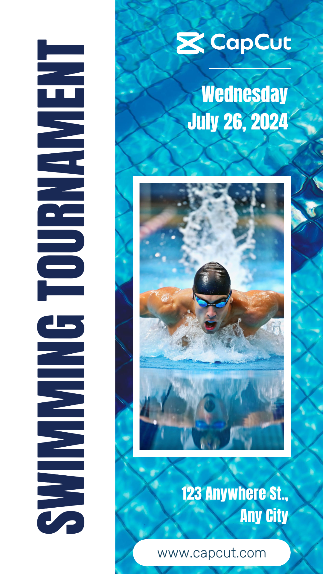 Affiche de marketing de sport et de match natation histoire Instagram bleu