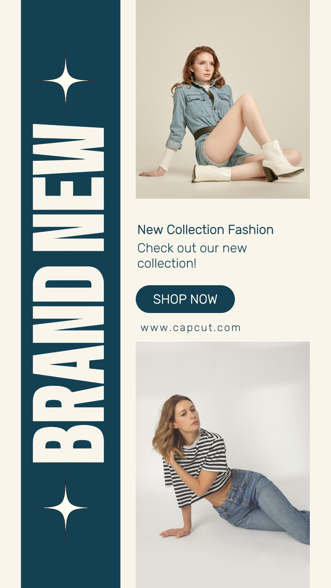 Minimalist Collage Marketing Poster Instagram Story Clothing Beige And Dark Blue