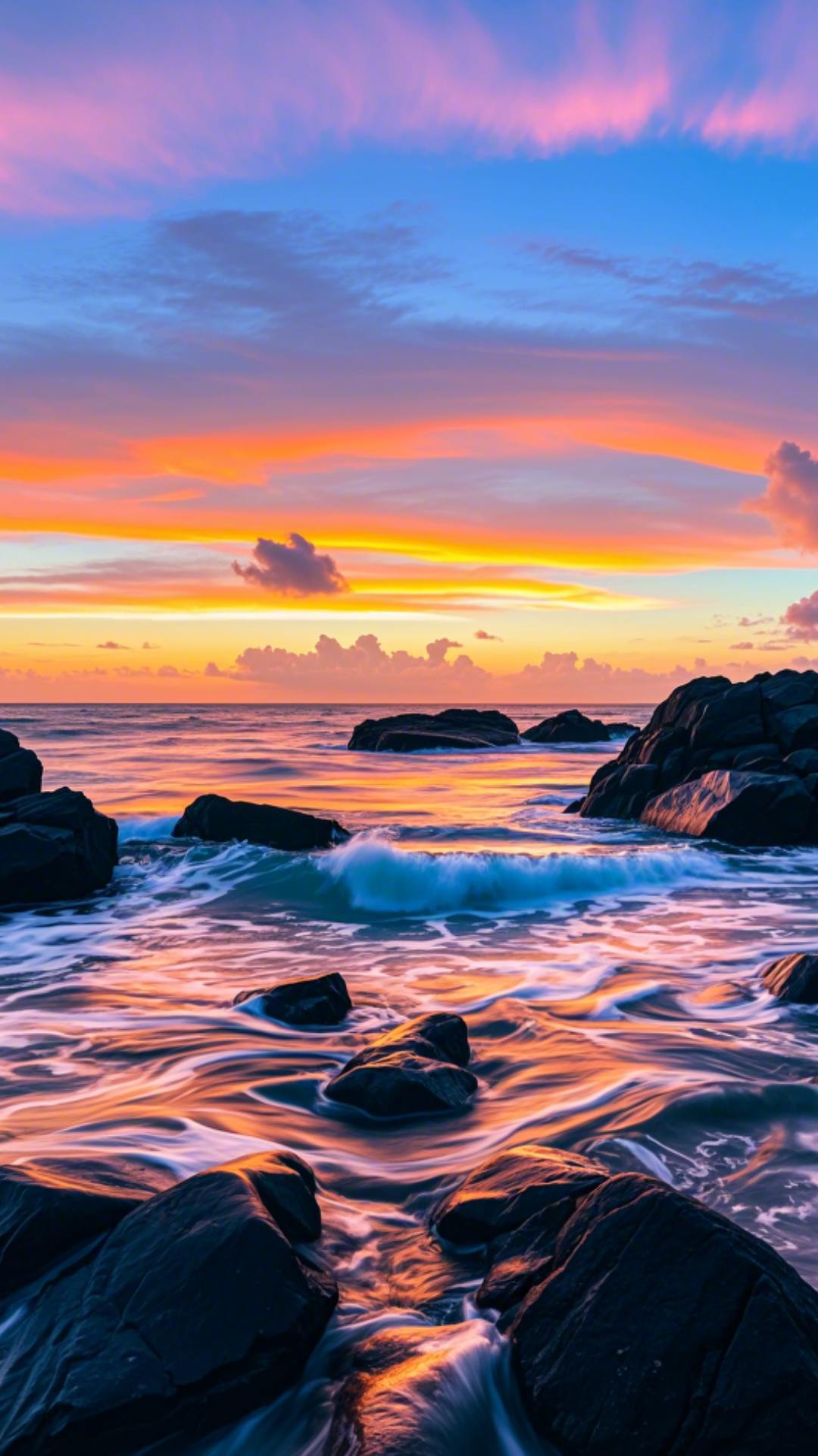 Papier peint affiche créative coucher de soleil sur la mer