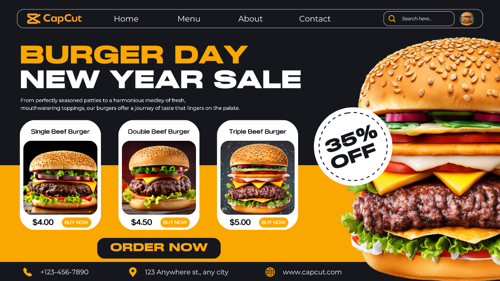 Promoción De Venta De Año Nuevo De Hamburguesas