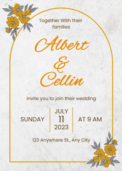 Invitation - Wedding Invitation Flower Yellow