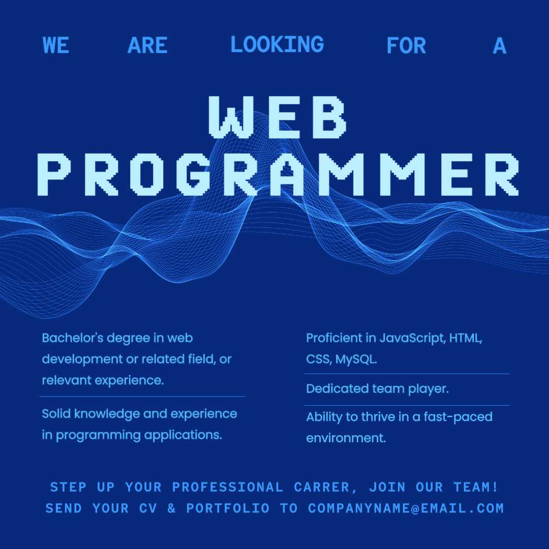 Trabalhos Web Programmer Recruitment Instagram Post: