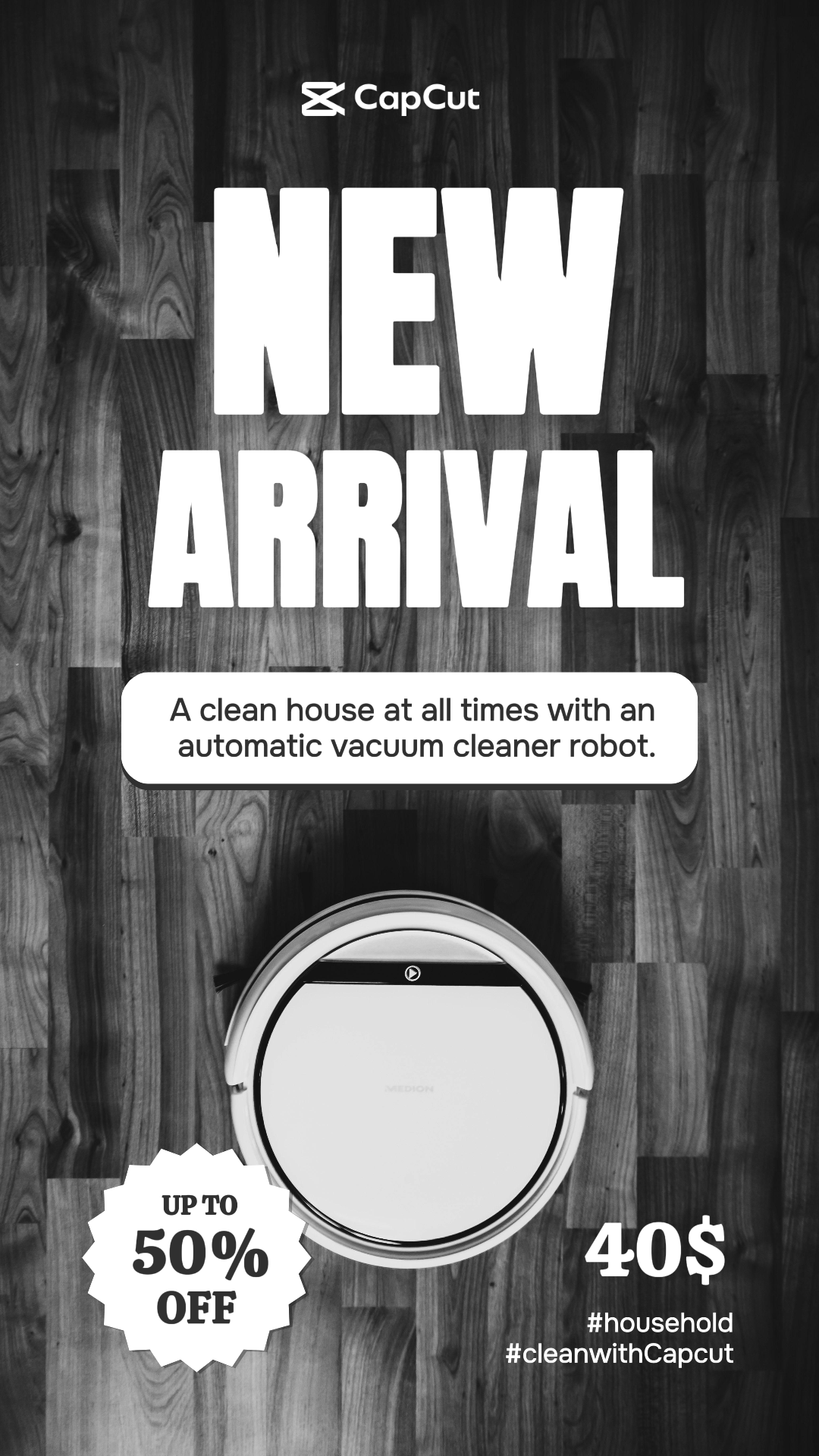 Poster Pemasaran Rumah Tangga Instagram Story Pembersih Kedatangan Baru Autobot Latar Belakang Hitam