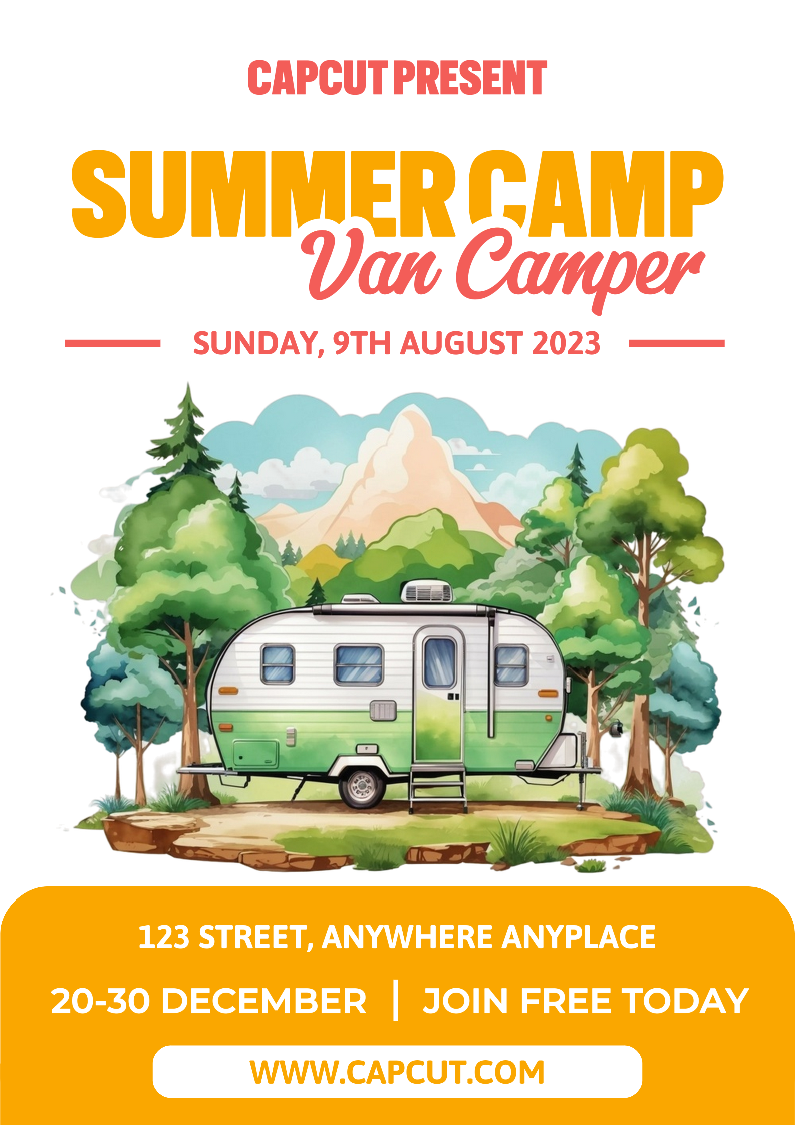 Cartel del evento del campamento 