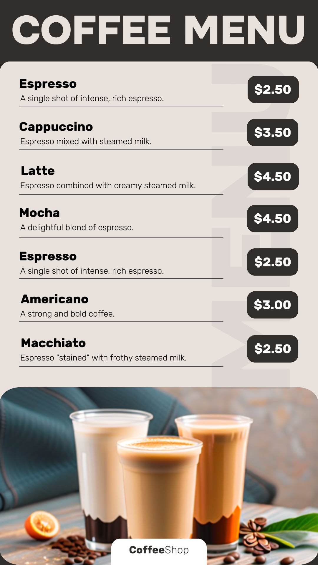 Minuman Kopi Menu Instagram Story