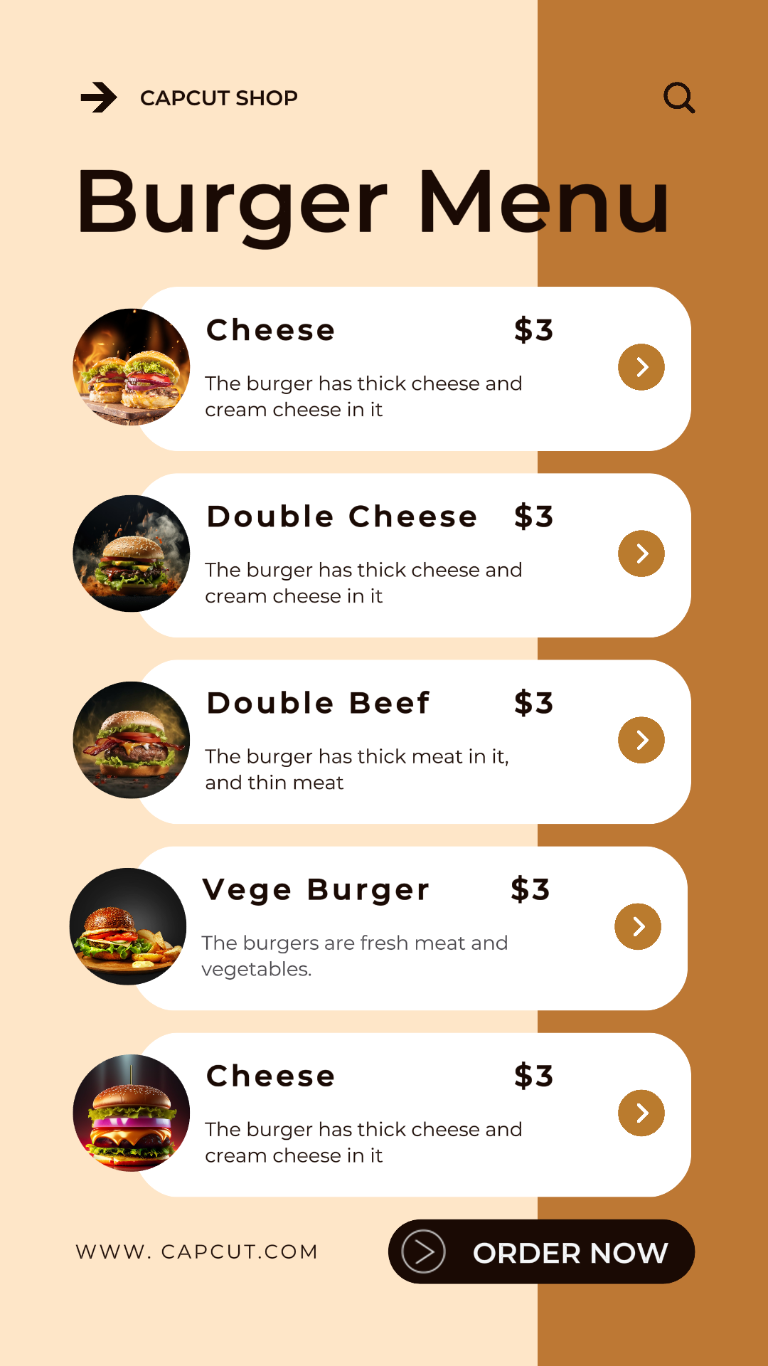 Food Burger Menu Instagram Story