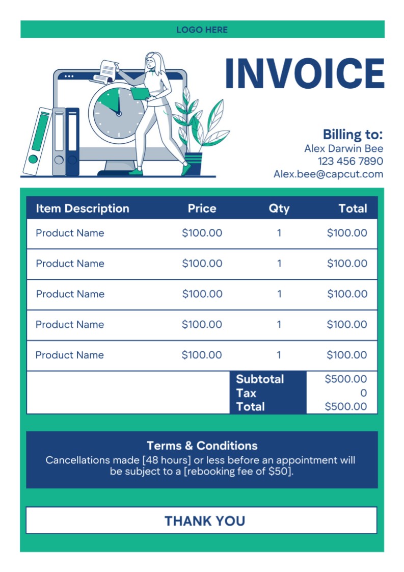 재미있는 현대 비즈니스 송장 디자인