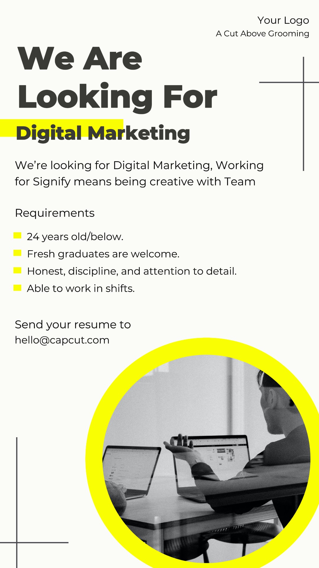 Embauche d'entreprise Marketing numérique Instagram Story