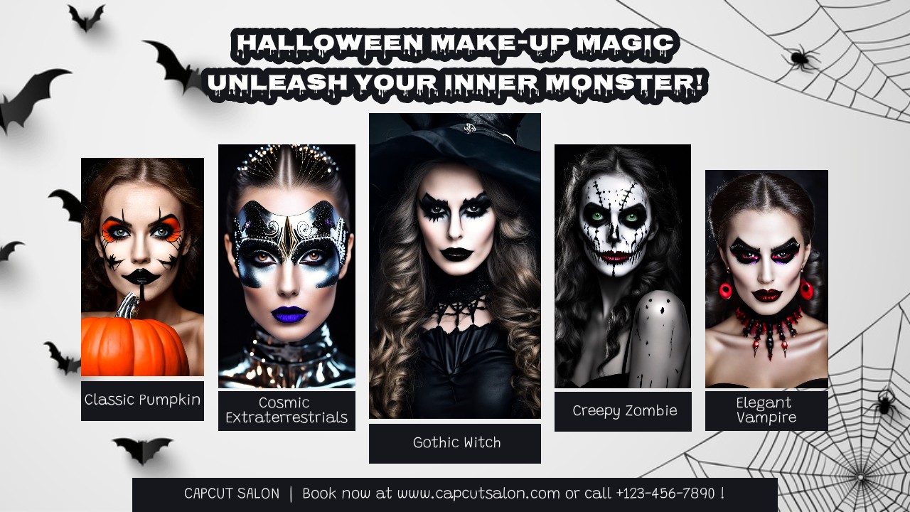 Présentoir de produits du salon de maquillage d'Halloween