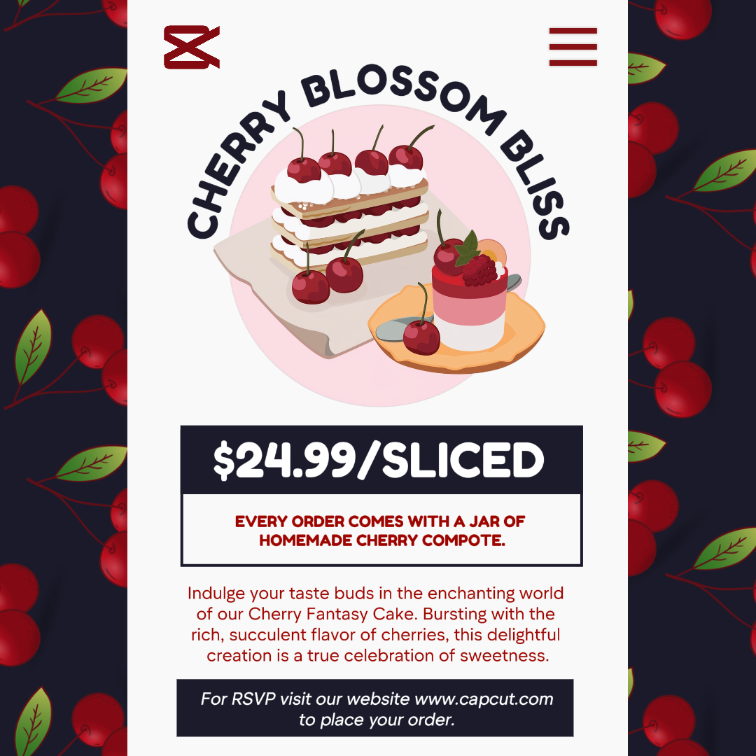 Food Cherry Cake Facebook Post