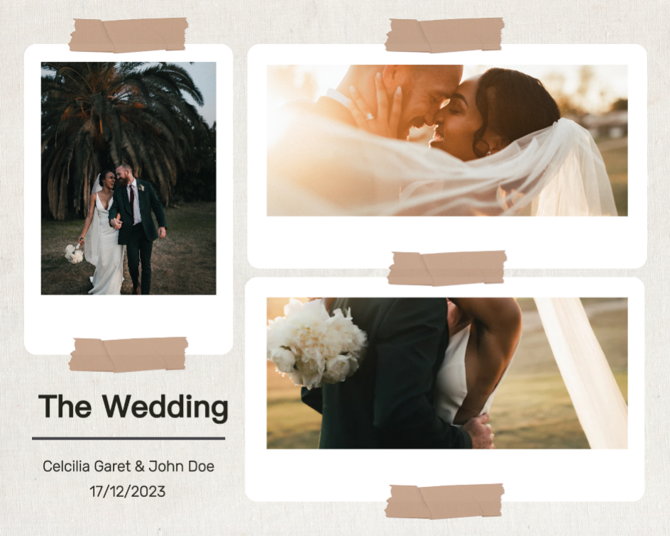 Kolase Pernikahan Non Pemasaran Beige Sederhana