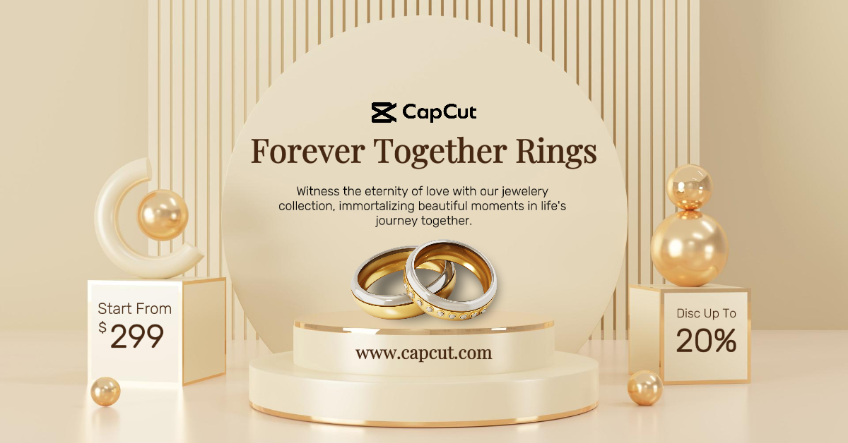 Poster Pemasaran Perhiasan Selamanya Bersama Cincin Facebook Post Gold