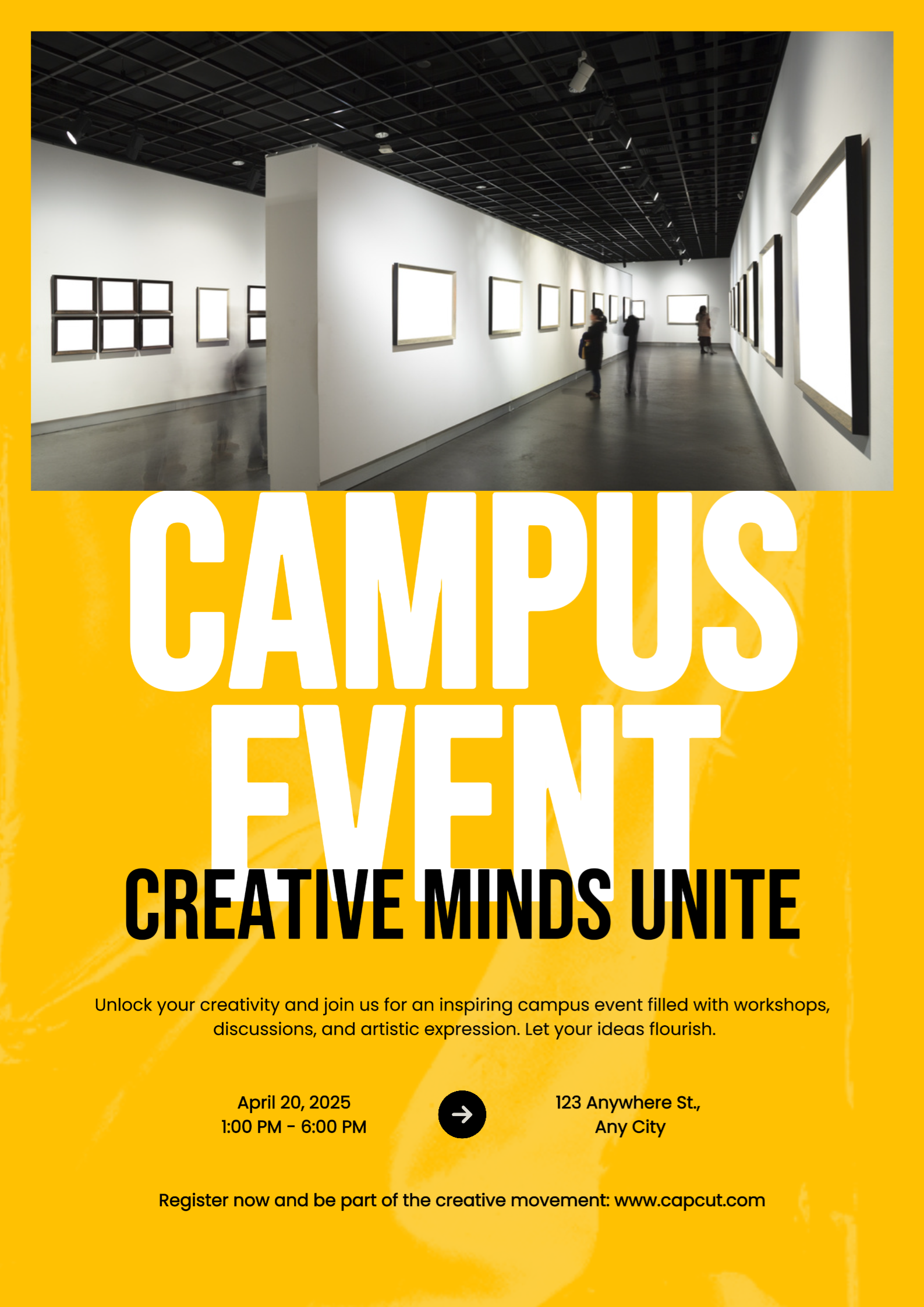 Affiche d'événement de campus non marketing jaune moderne