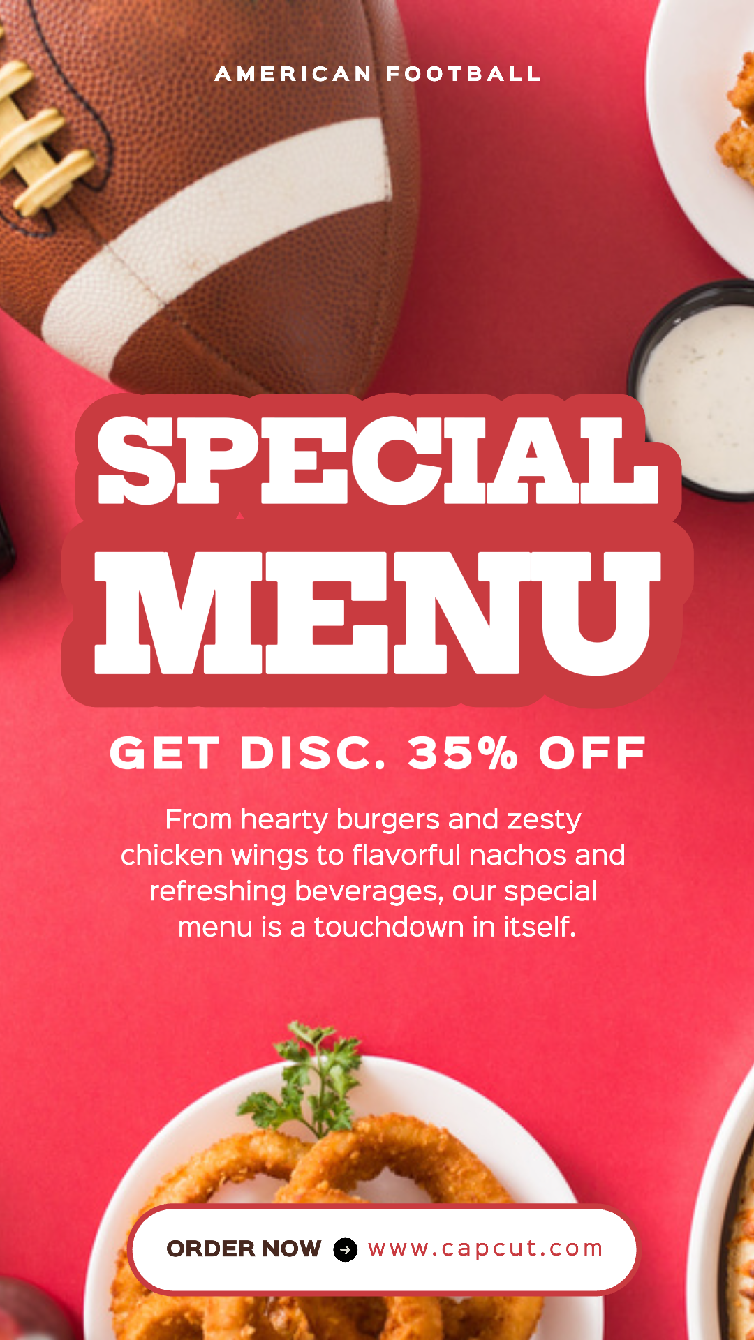 Menu spécial Promotion du football américain Histoire Instagram