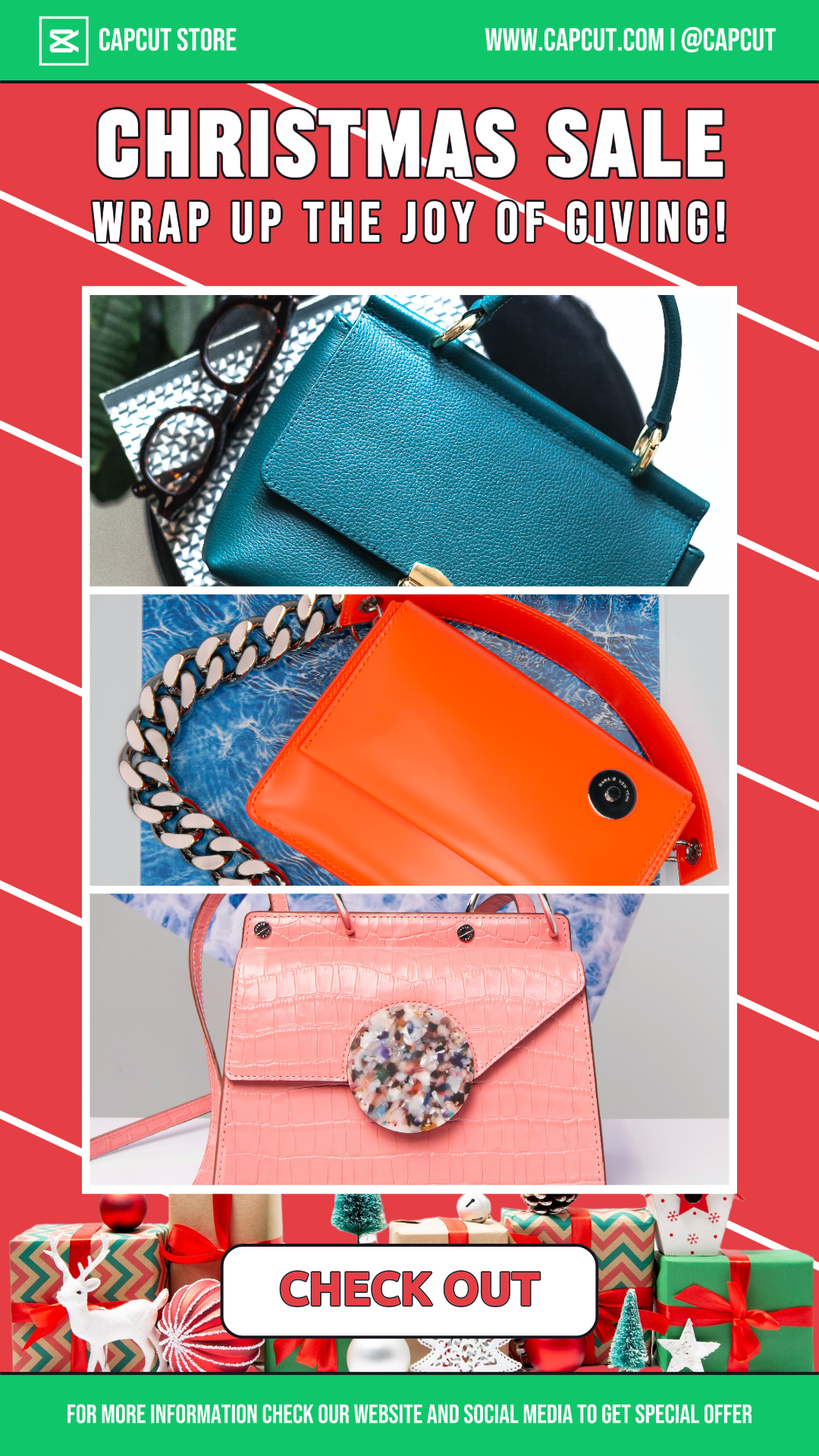 Vendas de exibição de bolsas de Natal História do Instagram