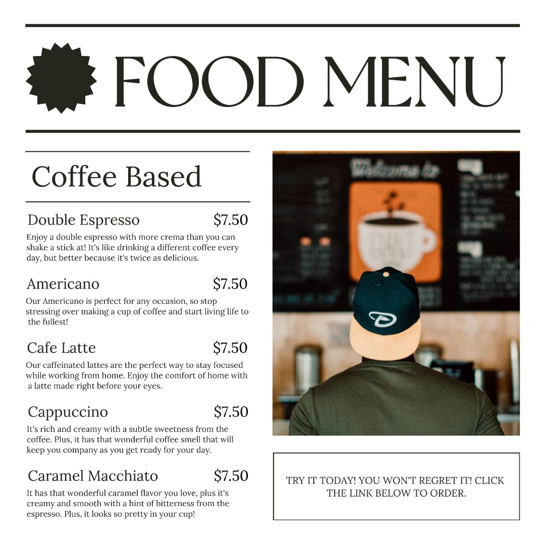 Foods & Beverage coffee Menu Instagram Post