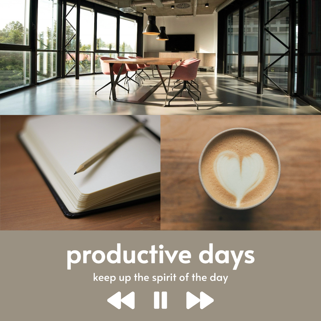 minimalist collage creative poster instagram productive day story with warm tone