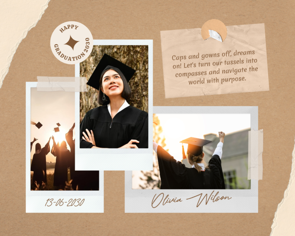 Collage De Fotos De Graduación Estética Marrón