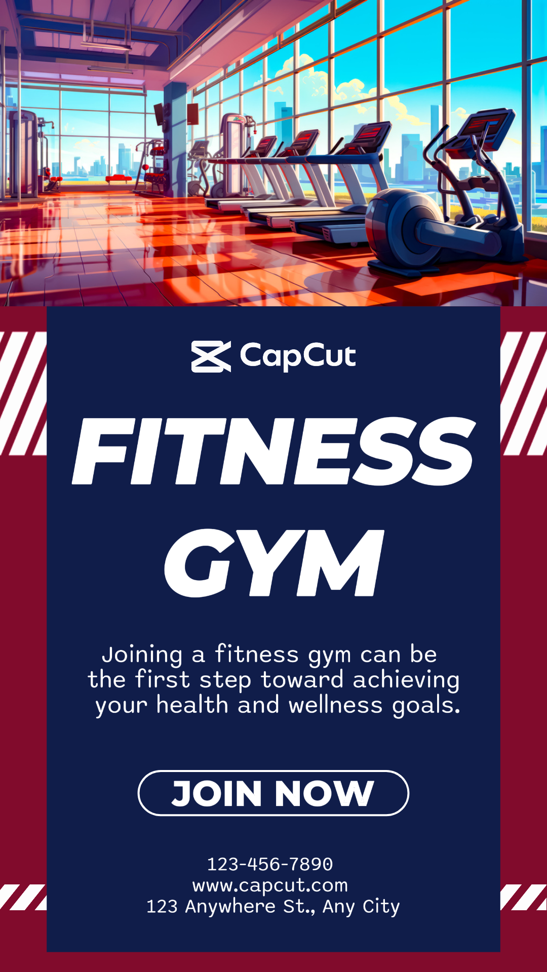 Workout und Fitness Marketing Poster Fitness Gym Instagram Story Blau Rot