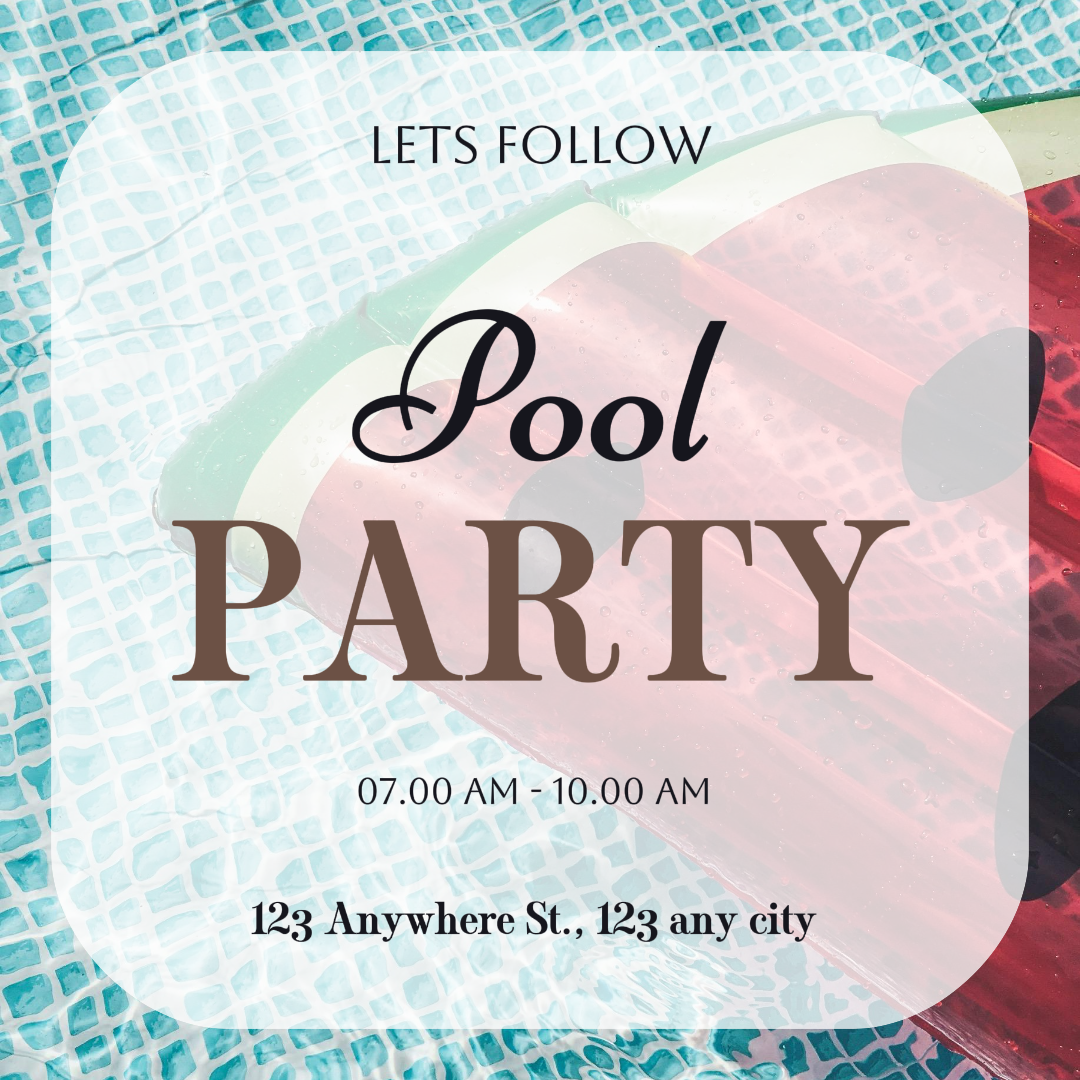 Esportes e jogo piscina festa criativo cartaz instagram post branco e preto