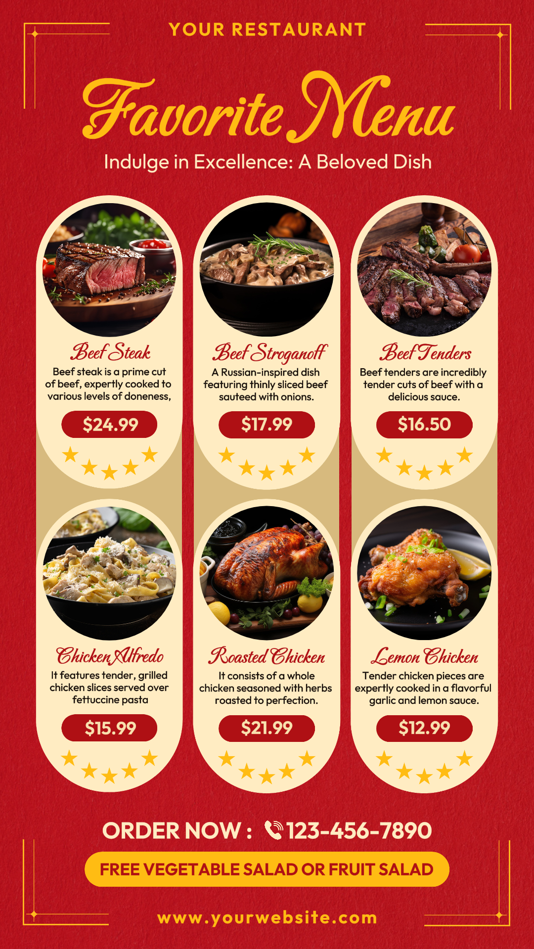 Menú Favorito De Comida Y Bebida Historia De Instagram