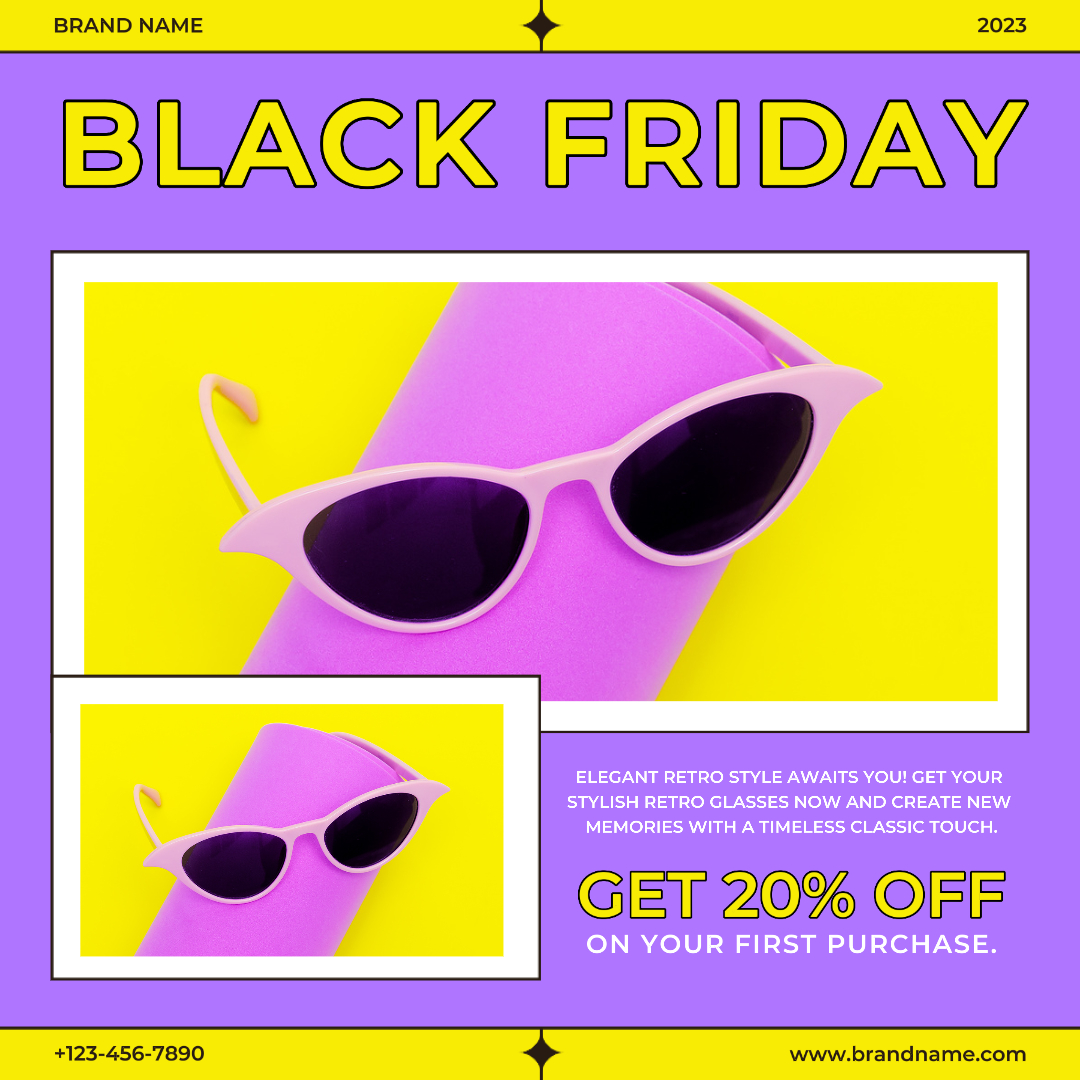 Modeindustrie Retro-Brillen Produktanzeige Instagram Post