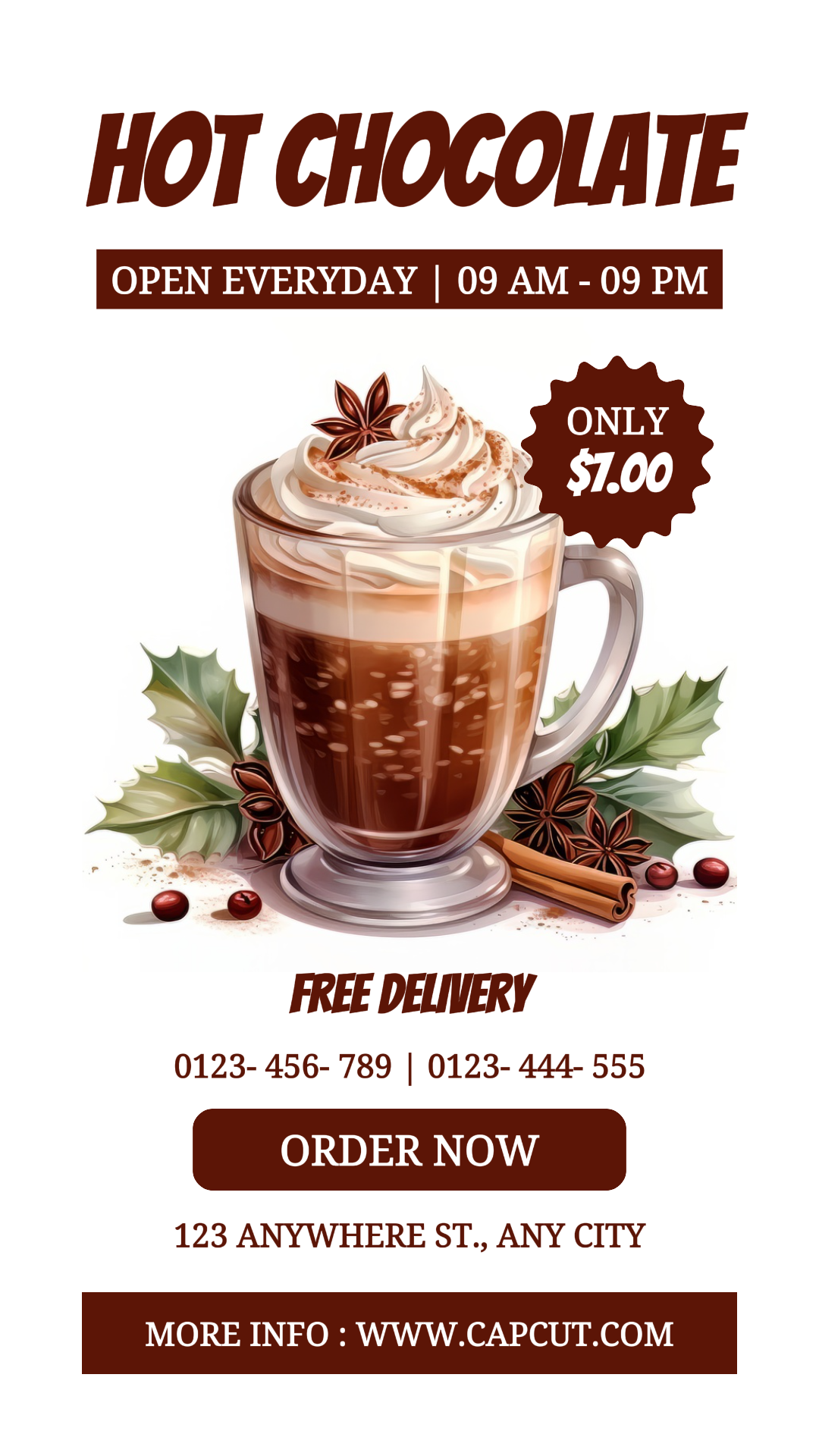 Promotion de boissons au chocolat chaud Histoire Instagram