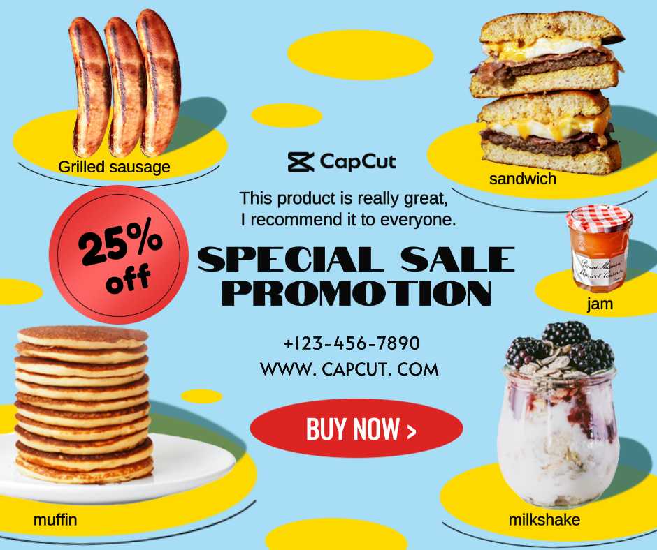 Style de promotion de dépliant de vente de petit-déjeuner alimentaire