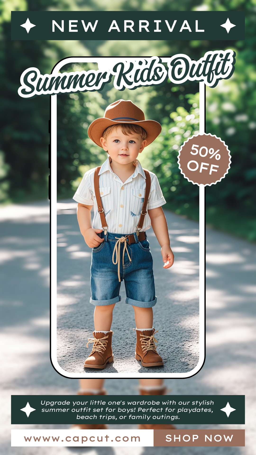 Clothing and Shoes Kids Summer Outfit Marketing Poster Instagram Story