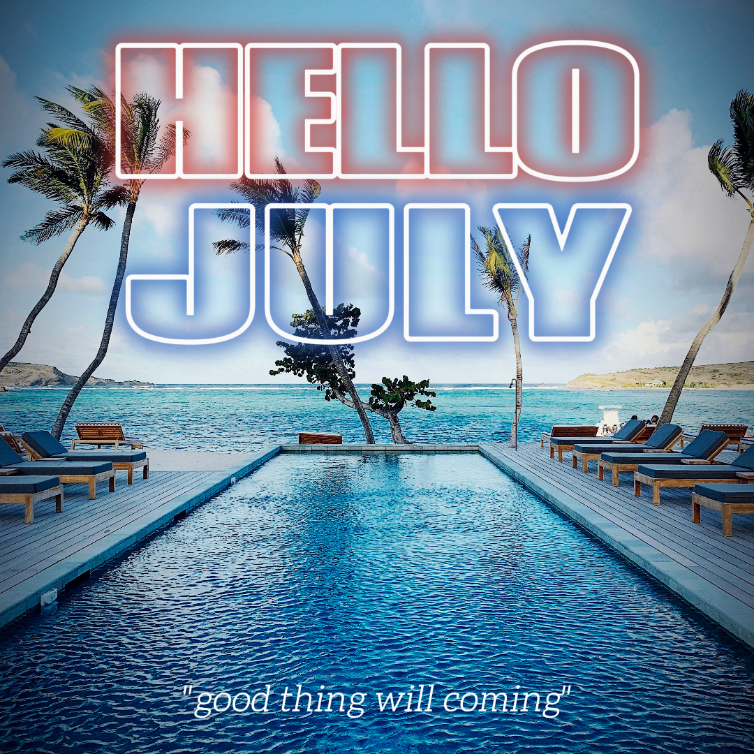 Halo Juli Poster Kreatif Postingan Instagram Pool Blue Shiny