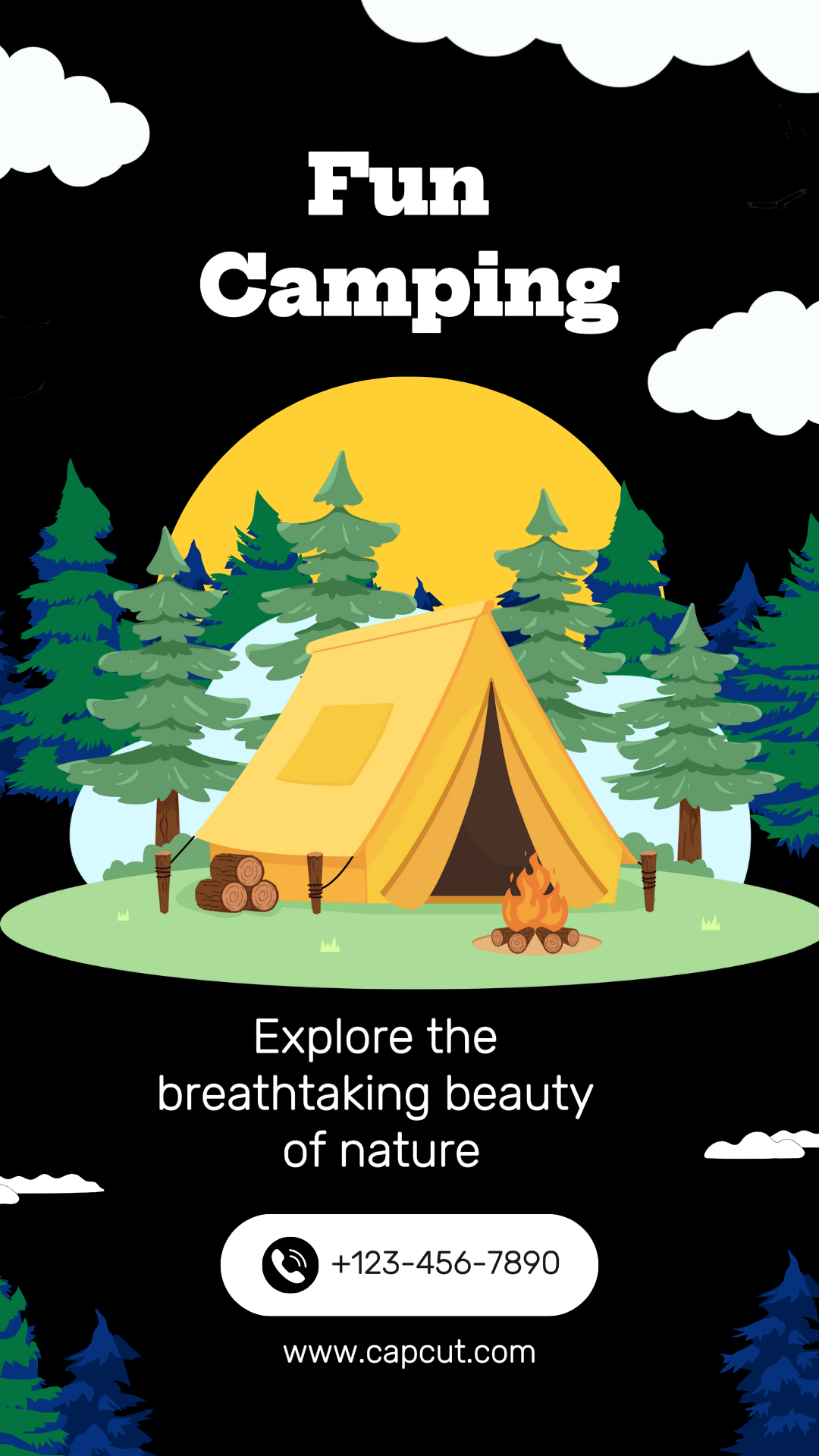 Fun Camping instagram story ilustratif