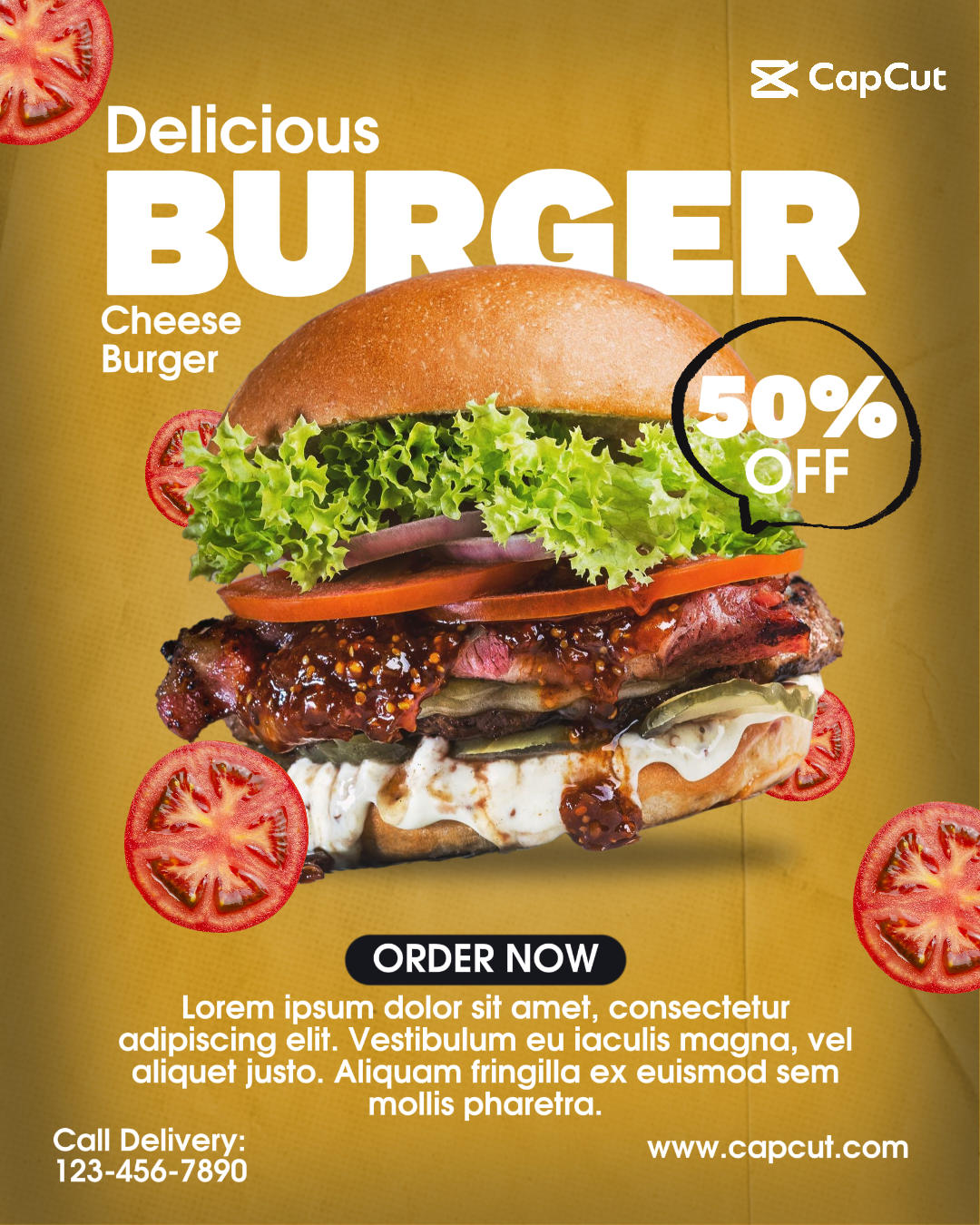 Publicación de Instagram de hamburguesa de sombra de comida