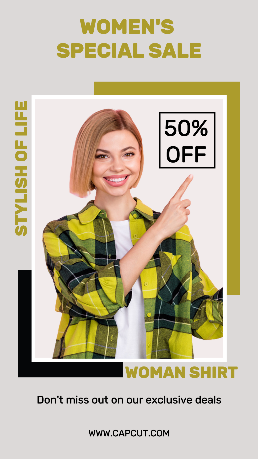 Pôster de Marketing de Roupas e Calçados Camisa Feminina Venda Instagram Story