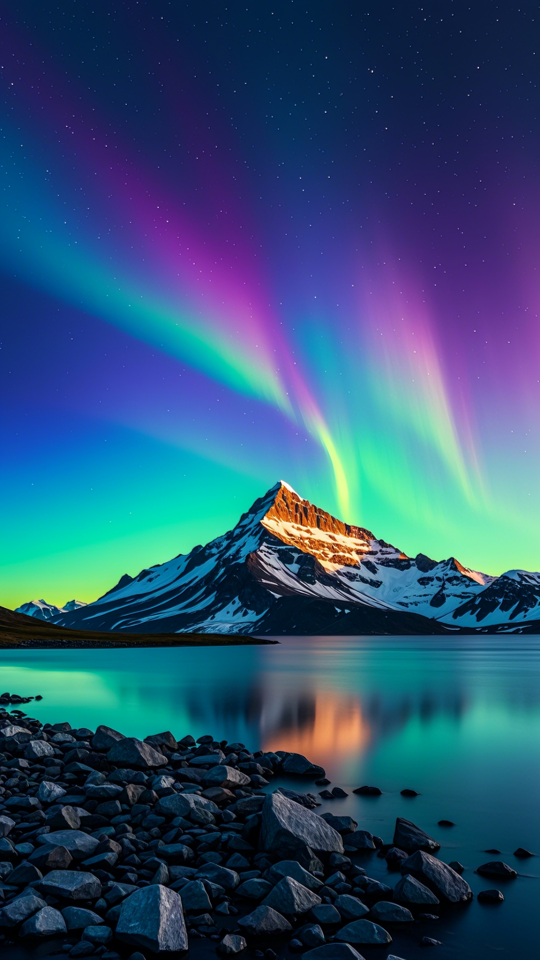 Wallpaper - Creative Poster - Mystic Northern Lights Mountains
