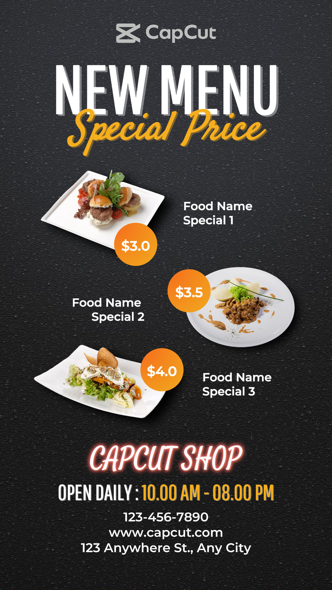 New Menu Special Price Instagram Story