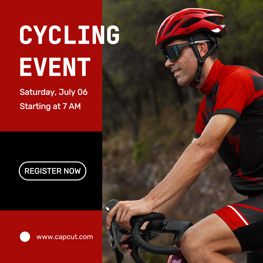 Affiche de marketing sportif et de match cyclisme histoire instagram rouge et noir