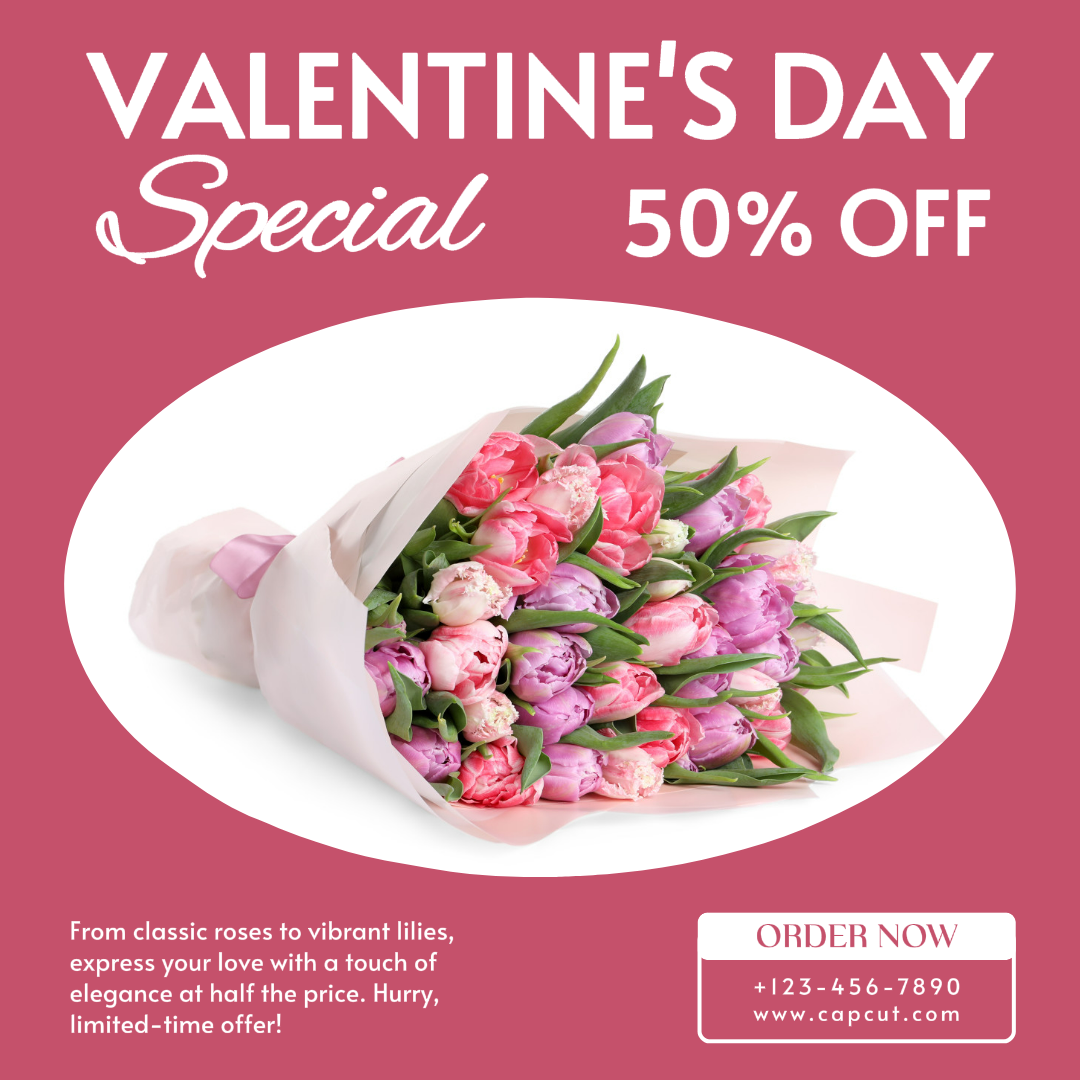 Dia dos Namorados Flower Shop Display Instagram Post Rosa