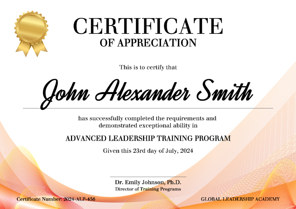 Certificado de Apreciação não comercial