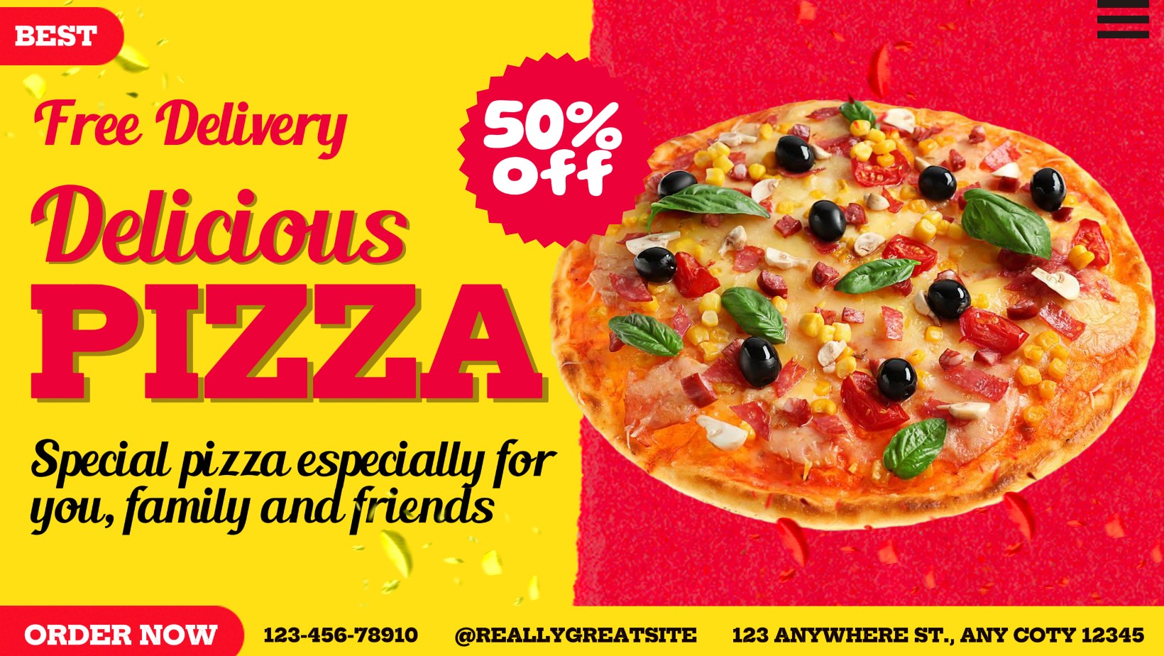 Comida e bebida Pizza Promo Capa do Facebook