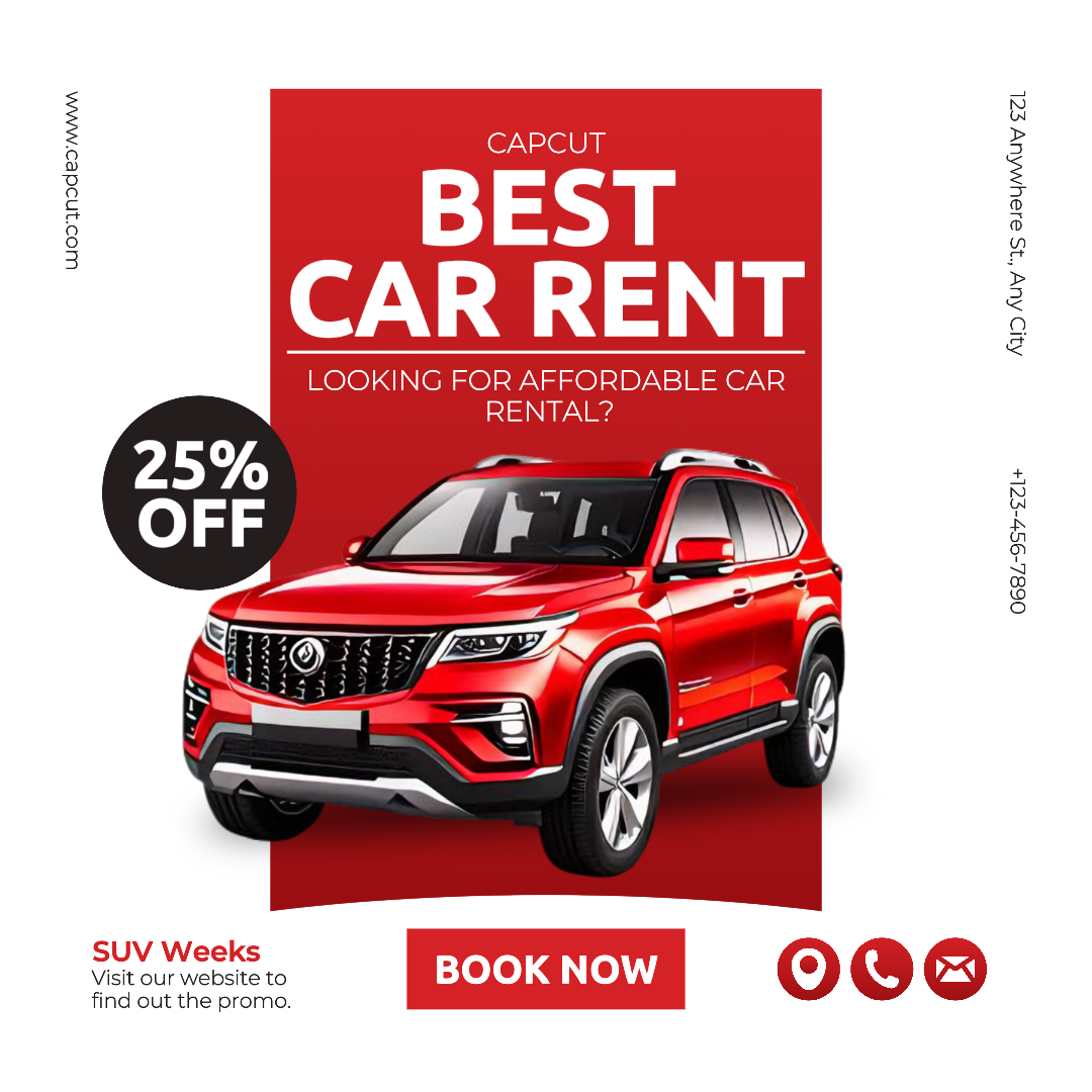 Penyewaan Poster Pemasaran Mobil SUV Merah