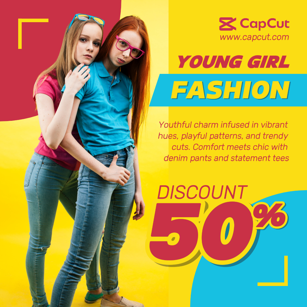 Desconto de roupas Instagram Post Young Girl Fashion