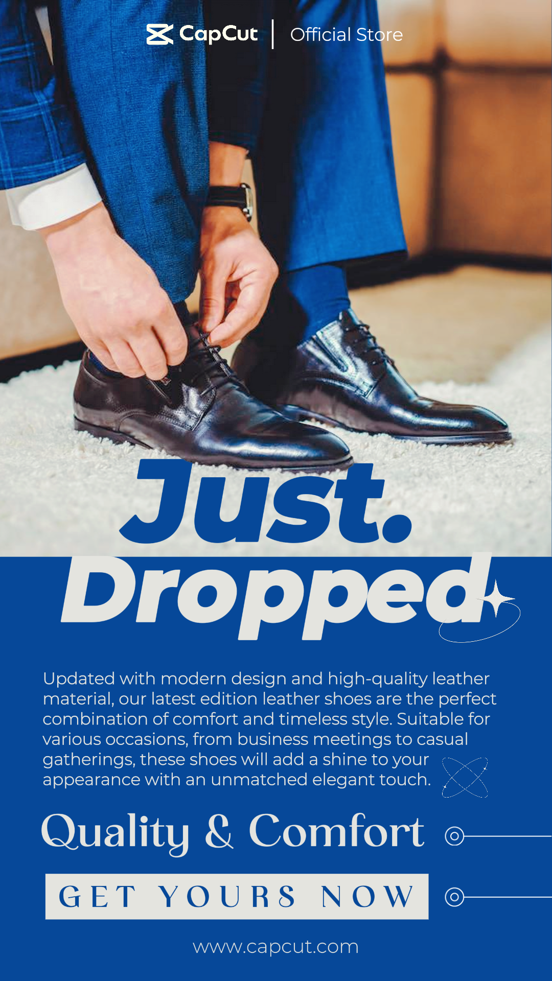 Fashion Male Shoes E-Commerce Product Display Instagram Story Blue Minimalist